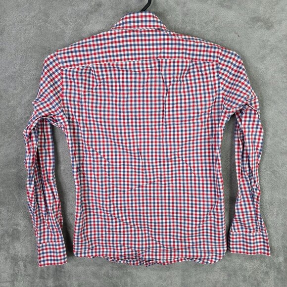 Mens J.Crew Slim Fit Red & Blue Checkered Shirt Long Sleeve Button Down Size S - Picture 4 of 7